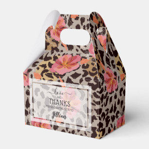 Girly Pink Floral Leopard Print Favour Box
