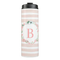 Girly Pink Floral Monogram