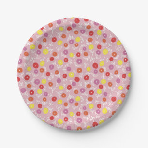 Girly pink floral pattern paper plate