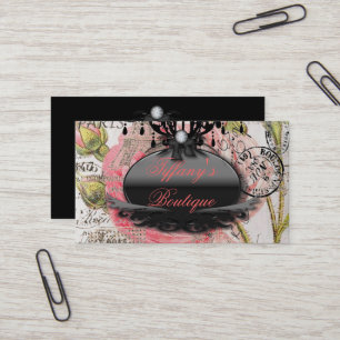 Girly Pink floral vintage Paris fashion salon Business Card