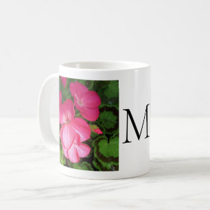 Girly Pink Flower Photo Monogram Coffee Mug