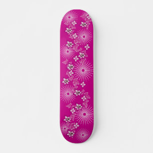 Girly Pink Flowers Skateboard