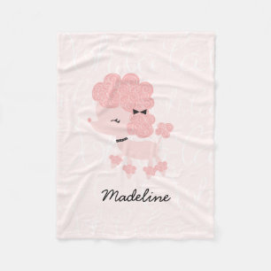 Girly Pink French Poodle Fleece Blanket