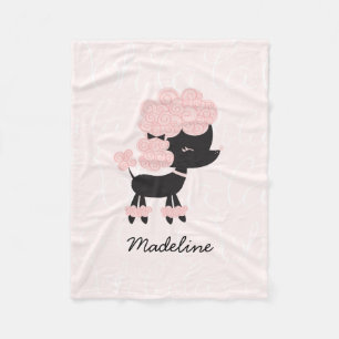 Girly Pink French Poodle Fleece Blanket