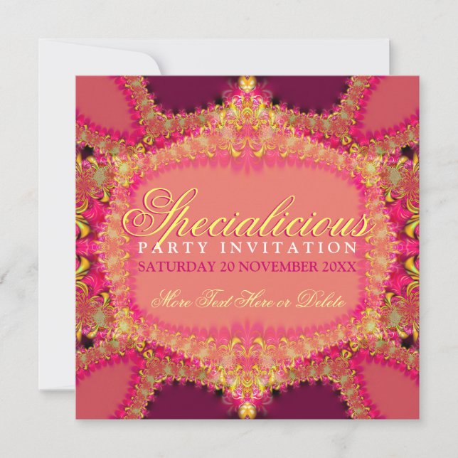 Girly Pink Frills Specialicious Party Invitation (Front)