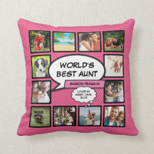 Girly Pink Fun World's Best Aunt Auntie Photo  Cushion