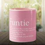 Girly Pink Funny Funtie Aunt Auntie Definition Two-Tone Coffee Mug<br><div class="desc">Personalise for your special,  favourite Funtie,  Aunt,  or Auntie to create a unique gift. A perfect way to show her how amazing she is every day. You can even customise the background to their favourite color. Designed by Thisisnotme©</div>