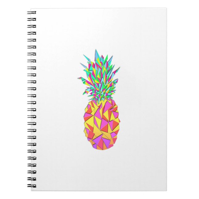 Girly Pink Geometric Triangles Pineapple Notebook (Front)