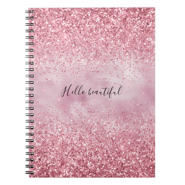 Girly Pink Glam Glitter sparkle Notebook (Front)