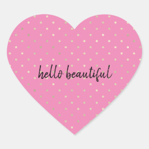 Girly Pink Glam Gold Dots Heart Sticker