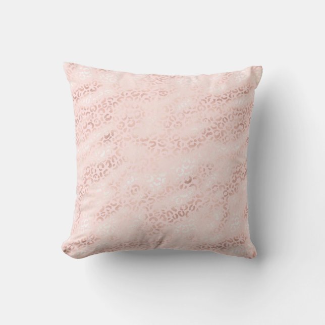 Girly Pink Glam Leopard Print Ombre Cushion (Front)