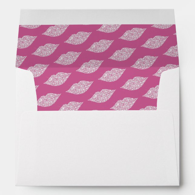 Girly Pink Glam White Diamond Lips Envelope (Back (Bottom))