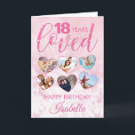 Girly Pink Glitter 18th Birthday Photo Collage Card<br><div class="desc">A fabulous custom photo collage 18th birthday card for a special eighteenth birthday. This pink glitter girly design is suitable for any age. Fill out the 6 hearts with photos of either the birthday person - or picture of everyone who loves them. A glamourous design they are sure to love....</div>