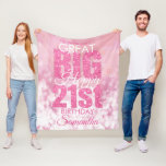 Girly Pink Glitter 21st Birthday Fleece Blanket<br><div class="desc">A gorgeous pink glitter effect jumbo 21st birthday fleece blanket. This feminine  girly design is the perfect way to wish someone a 'great big happy 21st birthday'. Personalise with our own custom name. Pink and white typography on a bubble effect background.
A perfect gift for a twenty-first birthday.</div>