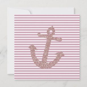 Girly Pink Glitter Anchor Invitation
