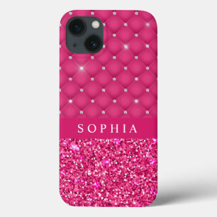 Girly Pink Glitter and Diamonds Personalised  Case