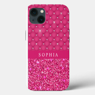 Girly Pink Glitter and Diamonds Personalised Case