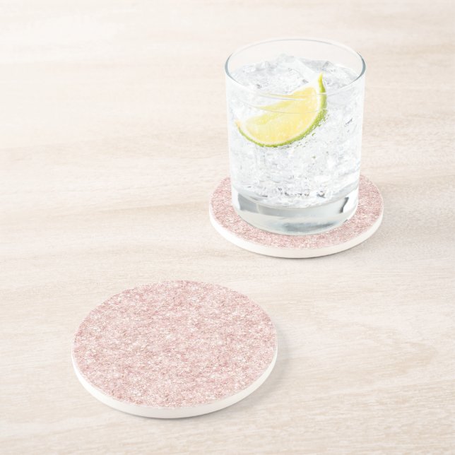 Girly Pink Glitter Birthday Coaster (Side)