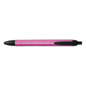 Girly Pink Glitter Black Ink Pen (Back)