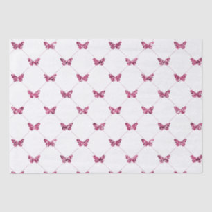 Girly Pink Glitter Butterflies Tissue Paper