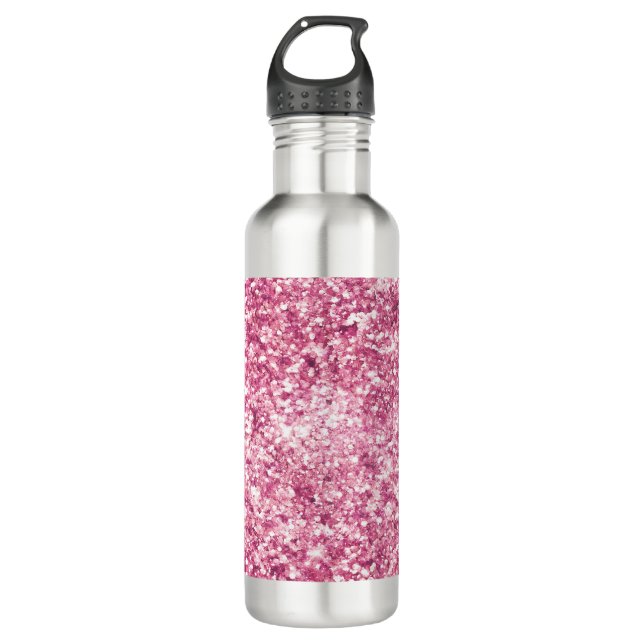 Girly Pink Glitter Confetti 710 Ml Water Bottle (Front)