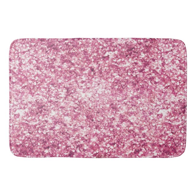 Girly Pink Glitter Confetti Bath Mat (Front)