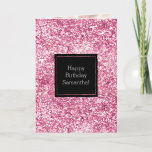 Girly Pink Glitter Confetti Card