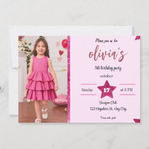 girly pink glitter cute invitation