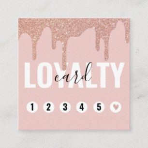 Girly Pink Glitter Drip Business Loyalty Card