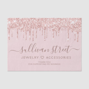 Girly Pink Glitter Drip Small Business Tissue Paper