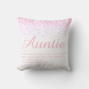 Girly Pink Glitter Elegant Auntie Aunt Definition  Cushion
