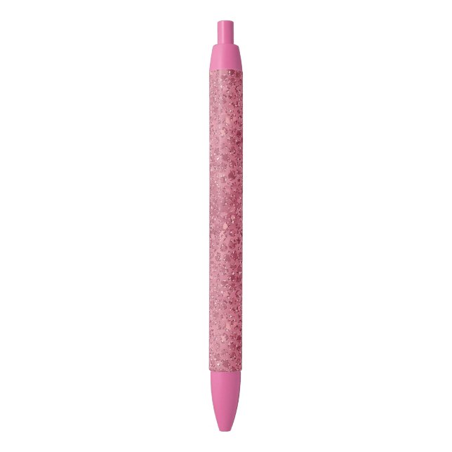 Girly Pink Glitter Glitz Leopard print Black Ink Pen (Front Vertical)