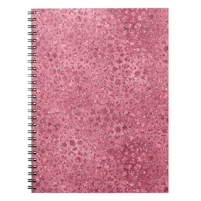 Girly Pink Glitter Glitz Leopard print Notebook (Front)