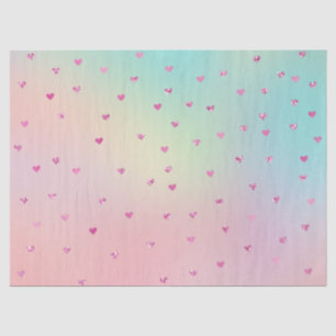 Girly Pink Glitter Hearts Aqua Tie Dye Birthday Tissue Paper