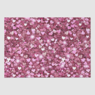 Girly Pink Glitter Hearts Tissue Paper