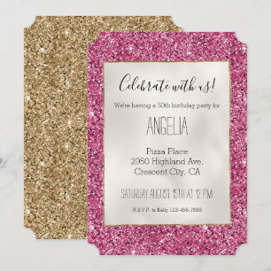 Girly Pink Glitter Invitation