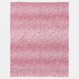 Girly Pink Glitter Leopard Ombre Fleece Blanket
