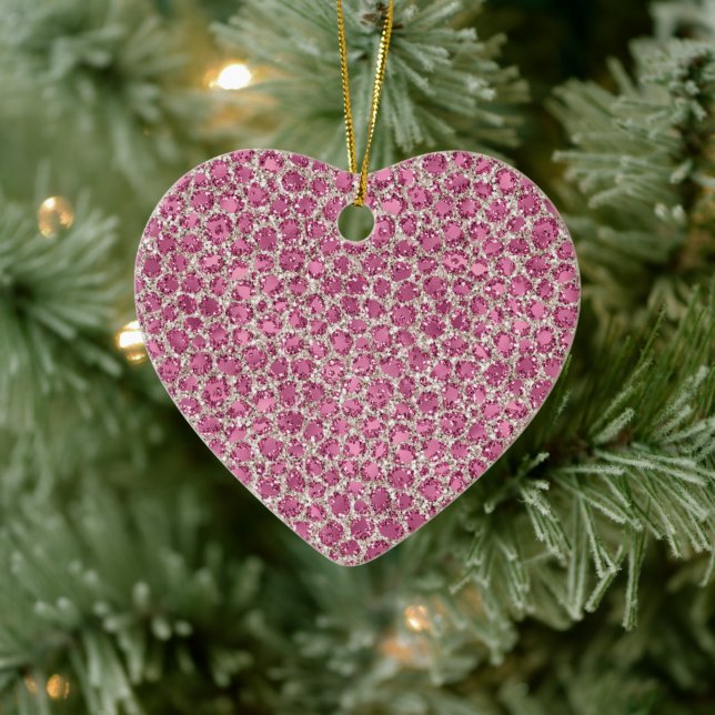 Girly Pink Glitter Leopard Print       Ceramic Ornament (Tree)