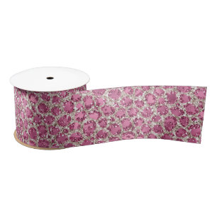 Girly Pink Glitter Leopard Print          Satin Ribbon