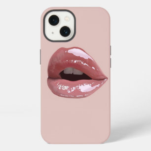 girly pink glitter lips iPhone 13 case