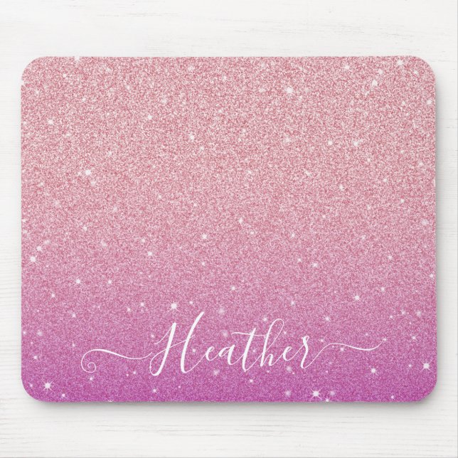 Girly Pink Glitter Mousepad (Front)