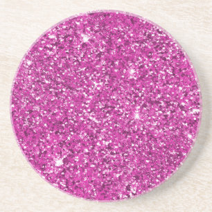 Girly Pink Glitter Ombre Sparkle Coaster