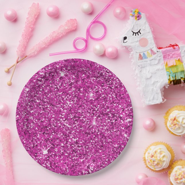 Girly Pink Glitter Ombre Sparkle         Paper Plate (Party)