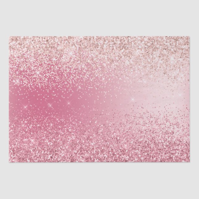 Girly Pink Glitter Ombre             Tissue Paper (Front)