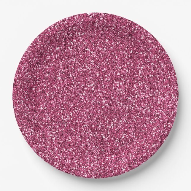Girly Pink Glitter      Paper Plate (Front)