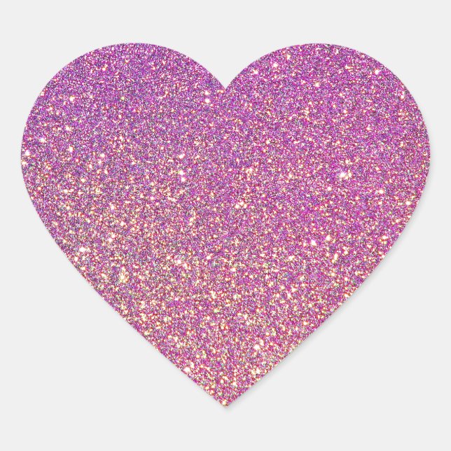 Girly Pink Glitter Pattern Heart Sticker (Front)
