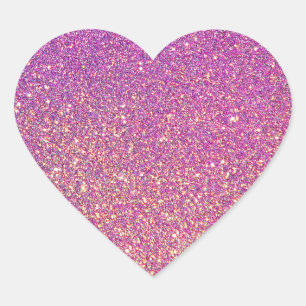 Girly Pink Glitter Pattern Heart Sticker