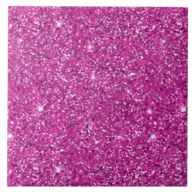 Girly Pink Glitter Sparkle            Ceramic Tile (Front)