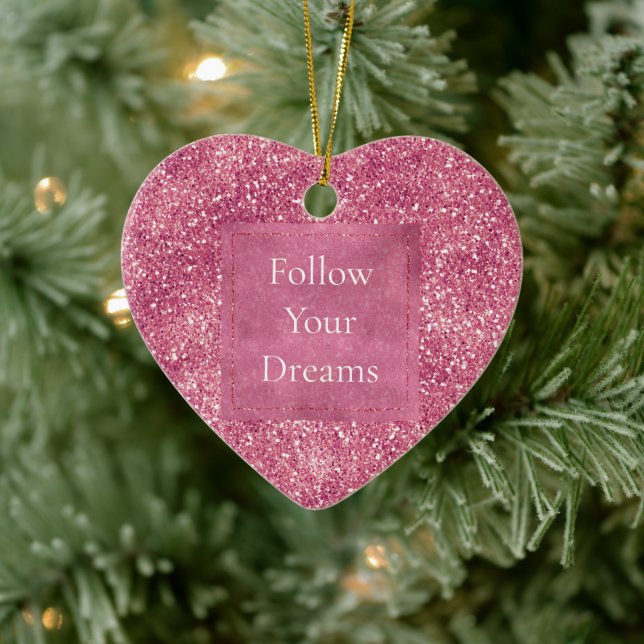 Girly Pink Glitter Sparkle Glitz     Ceramic Ornament (Tree)