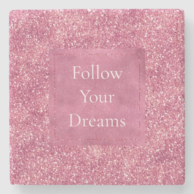 Girly Pink Glitter Sparkle Glitz     Stone Coaster (Front)